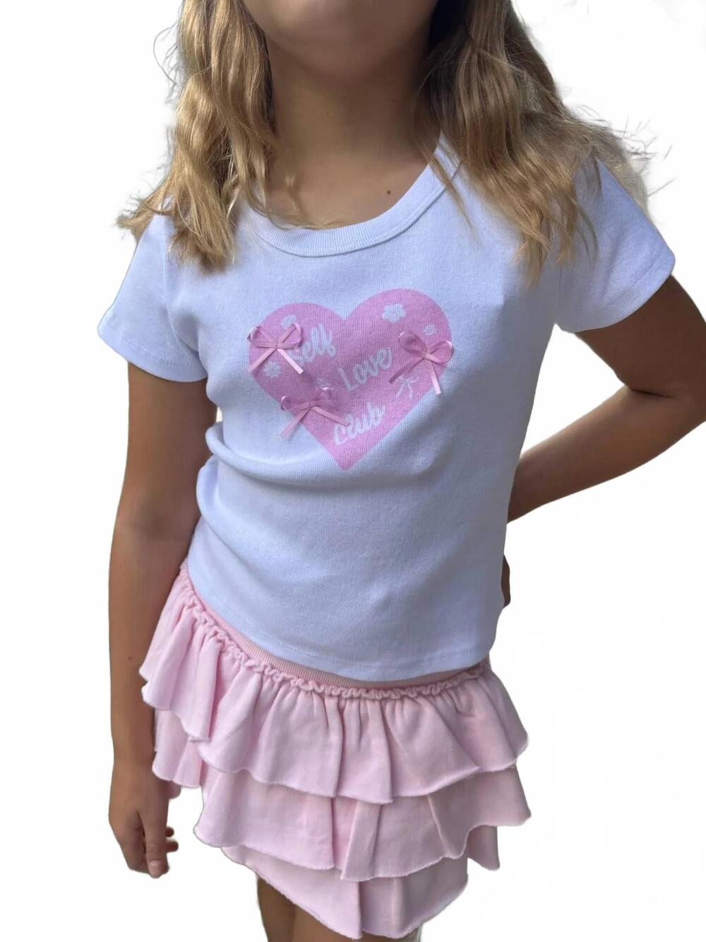 NEW KATIE J NYC girls self love club graphic tee in white